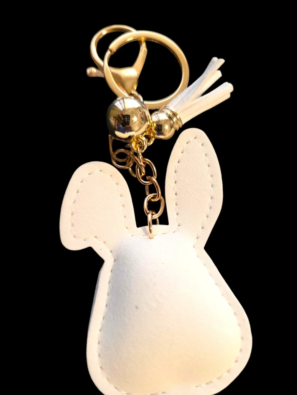 Rhinestone Bunny Bag Charm Keychain with Pink Accents